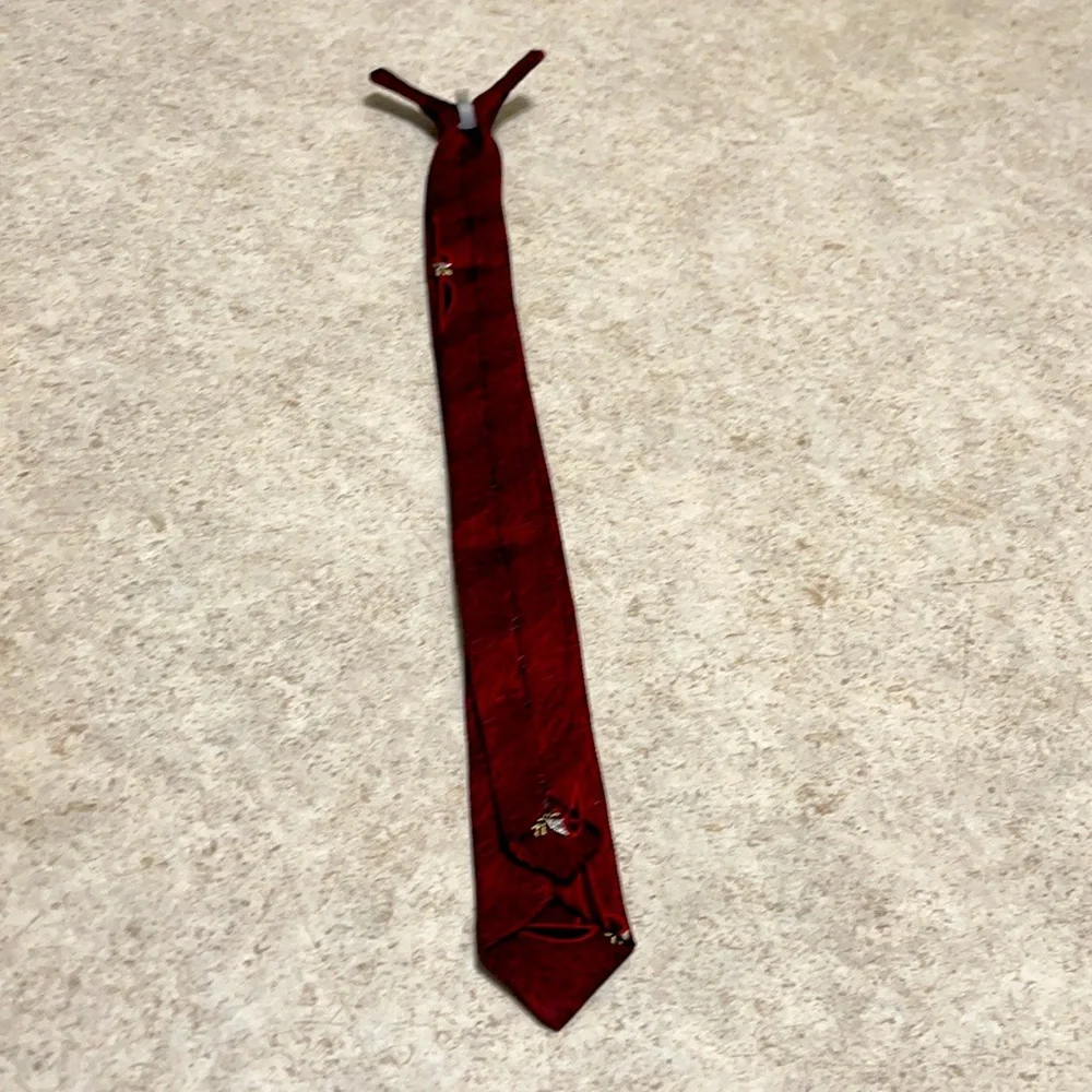 VINTAGE BOYS BURGUNDY CLIP ON TIE